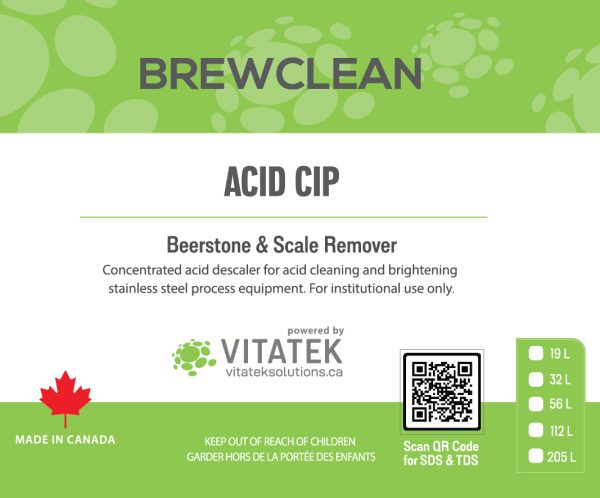 BrewClean | Acid CIP,| Concentrated Nitric Acid and Phosphoric Acid blended no-foam cleaner and scale remover for use in breweries and beverage manufacturing plants | Vitatek Solutions, kelowna, Vancouver, Burnaby Chilliwack,, Surrey, BC, Canada